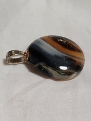 Artisan Made Hand Blown Small Round Glass Pendant Earth Tone Vintage