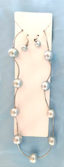 New Women’s Earrings and Necklace Gift Set Ice Blue Imitation Pearls Silvertone