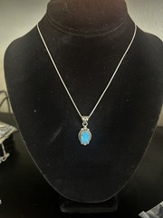Stunning Native Style Turquoise Pendant Stamped .925 Southwest Boho Chic