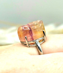 Nature Fluorite Pixiu Adjustable Ring