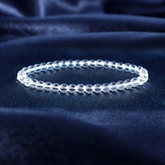 Natural Clear Quartz 4mm Beaded Crystal Healing Anxiety Relief Gemstone Bracelet