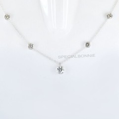 Designer 5Ct White Diamond Necklace-Great Shine ! FREE Diamond Studs
