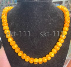 Certificate 10mm Baltic Amber stone yellow Gem Drum bead Beads Necklace18-35”