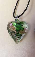 42~52mm long Lampwork heart pendant necklace