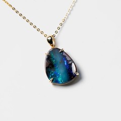 Minimalist Rectangle Australian Boulder Opal Diamond Engagement Ring 18K Gold