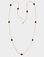 Natural Amethyst Gemstone Cabochon 925 Sterling Silver long or layerd Necklace