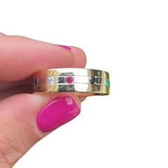 My Beloved Wedding Jewish Ring In 14K Two Tone Gold with Stones Hebrew Jewelry