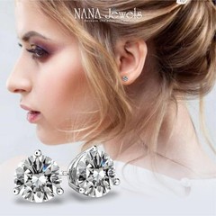 Rose Gold Plated Sterling Silver 3 Prong 1.50 CTTW CZ Stud Earrings – 5.5MM