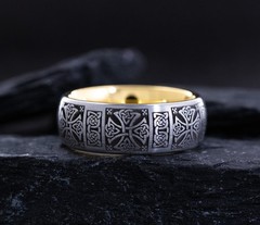 8mm Deep Engraved Tungsten Ring with Celtic Crosses and Knots