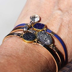 Metallic Colors Druzy Cuff Bracelet , Black, Grey , Blue , Magnetic Clasp