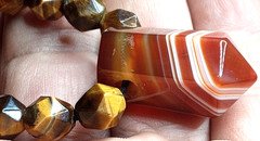 Carnelian Stone with Tiger eye faceted beads handmade adjustable necklace.