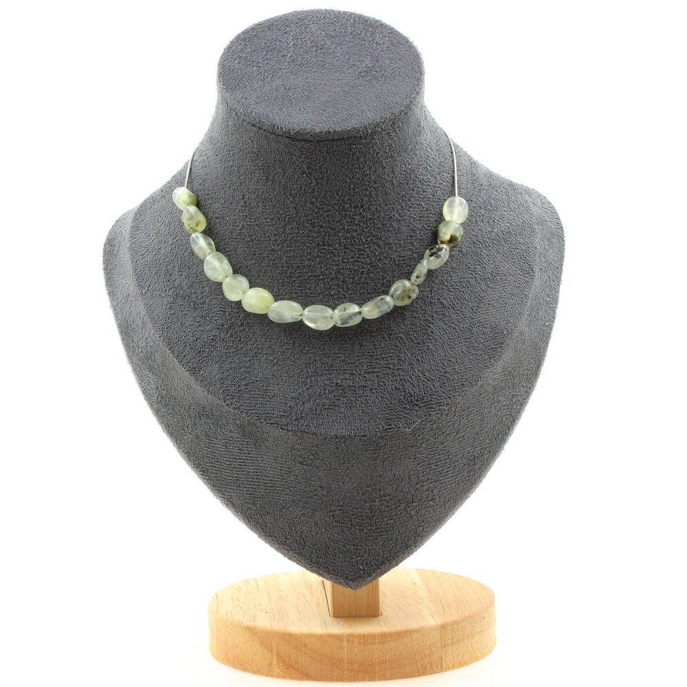 15 Prehnite Beads Necklace From Canada Stainless Steel Chain Women’s Necklace