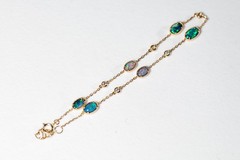 Beautiful Australian Black Opal Diamond Bracelet in 18K Yellow Gold