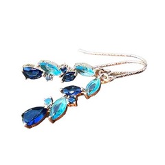 14K Rose Gold Filled Lab Made Swiss Blue Topaz and Sapphire Earrings