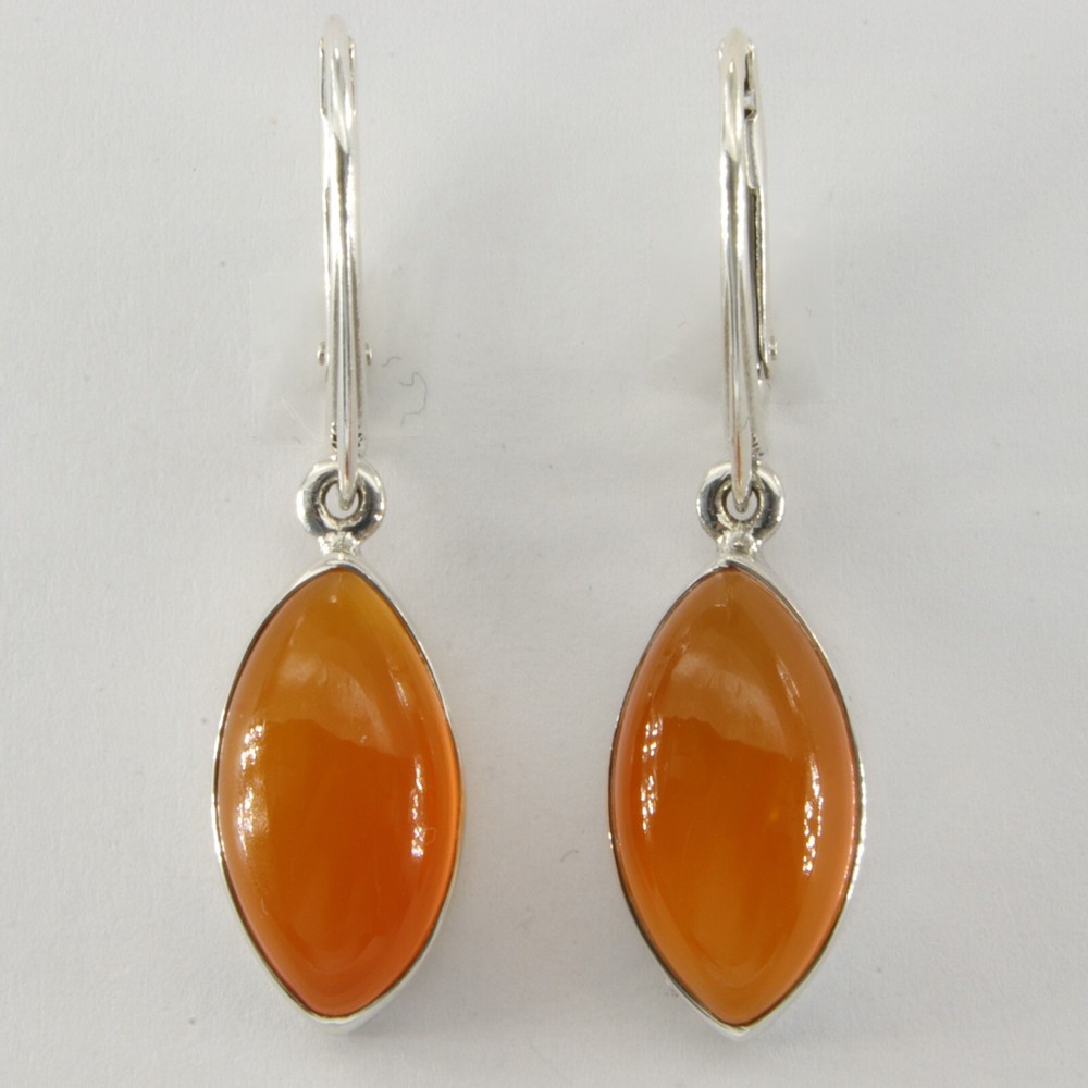 Orange Oval CARNELIAN CORNELIAN Earrings 925 STERLING SILVER Leverback #19e