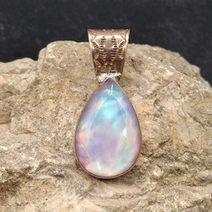 Aurora Opal Copper Pendant Teardrop Large Bail Iridescent Artisan Southwestern