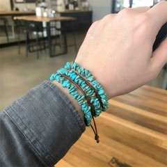 Genuine Turquoise Freeform Chip Bead Stretch Bracelet