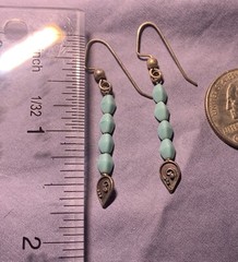 Aqua/turquiose Glass Beaded Earrings Handmade CoraMayde Dangle
