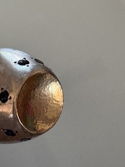 YAM 14k Yellow Gold and Sterling Silver Dark Sapphire Ring 6.5 Modernist 13.7 G