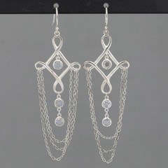 Retired Silpada Sterling Silver CZ CLEOPATRA Long Chain Dangle Earrings W2367