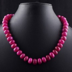 20 Inches Pink Ruby 676.00 Cts Beaded Round Shape Necklace Jewelry AK 45 E599