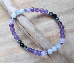 Empath Bracelet, Amethyst Agate, Gemstone, Stress Protection, Emotional Support