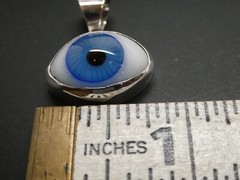 EVIL EYE Sterling Silver 925 Glass Protection Amulet Lucky Pendant Taxco Mexico