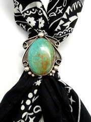 Sterling Silver Scarf Slide Bolo Slide Royston Turquoise Southwestern Style