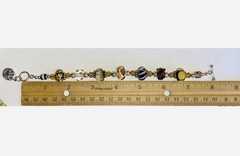 Animal Print Murano Glass And 925 Sterling Silver Bracelet With Toggle Clasp 8”