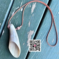 Horn Necklace Hippie Survivalist Prepper Native-Style Leather Wooden Beads Scoop