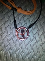 Handcrafted copper wrapped silver pendant w-adjustable leather necklace