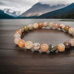 Handmade Peach Moonstone Sacred Soothing Energy Stretch Bracelet 10 mm Beads