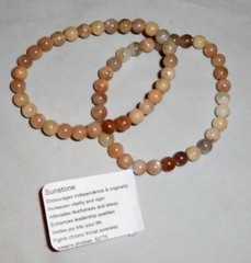 Natural Gemstone Sunstone Bracelets by Healing Light Stones Round Bead & Chip