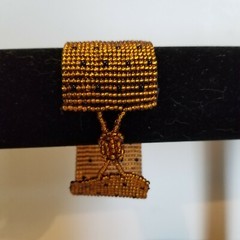 Seed Bead Bracelet gold and black One Of A Kind New 1 1/2 wide 7 inch wrist