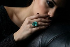 Sterling Silver Tourmaline Ring Anemone Oval Cut Blue Gemstone Women
