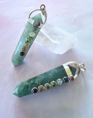Green Aventurine Pendant: Sterling Silver Crystal Necklace With 7 Chakra Stones