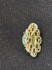 Vintage 14K Solid Gold Precious Gemstone Flower Pendant Emerald Ethiopian Opal