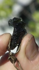Moldavite pendant bronze bail Certified moldavite