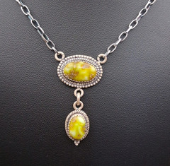 Southwestern Palomino Turquoise Y Drop Lariat Necklace 14-20in Sterling Silver