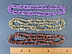 Natural Stone Chip Necklace Lot 3pc Amethyst Labradorite Brecciated Jasper ~34″