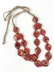Boho Salmon Tagua-Style Statement Necklace | Double Strand Adjustable