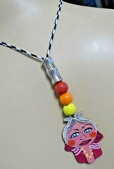 Handmade Necklace With Hand Painted Wood Chamsa Natural Artistic Eco Beauty Gift