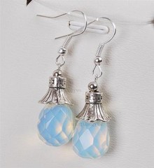 Fashion Tibet Silver/Faceted Sri Lanka Moonstone Drop/Dangle Earrings A03