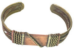 Handcrafted Brass/Copper Open Cuff Bracelet Artsy Brass w/Copper Accent