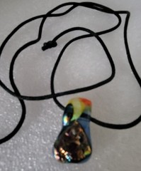 Dichroic Fused Glass Teardrop Pendant Necklace Cord