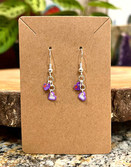 Sterling Silver Mini Red Purple Hearts Love Charms Dainty Handmade Cute Earrings