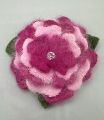 Pink Felted Flower Brooch Made By Up Close And Personal(B6)