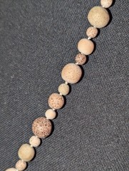 Beige/Taupe/Grey Matte Polish Round Stone Beaded Over The Head Necklace 15″