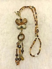 Picture Jasper Butterfly Beaded Necklace with Tassel Approx. 20 In. Neck Opening