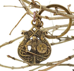 Viking Warrior on Drakkar ship mens Pendant, Mjolnir Necklace, Rune Odal Amulet